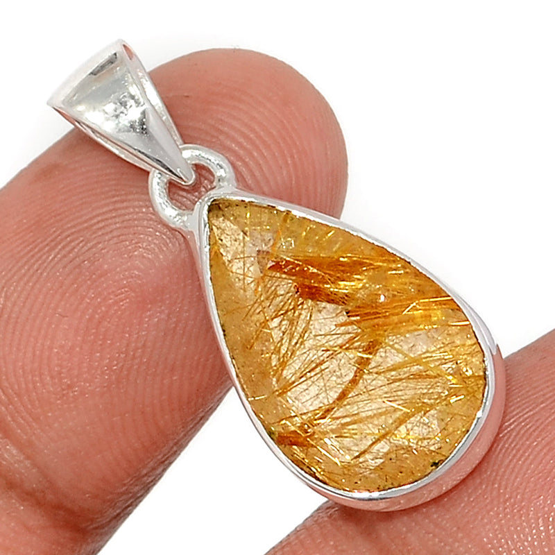 1.2" Golden Rutile Faceted Pendants - GRFP522