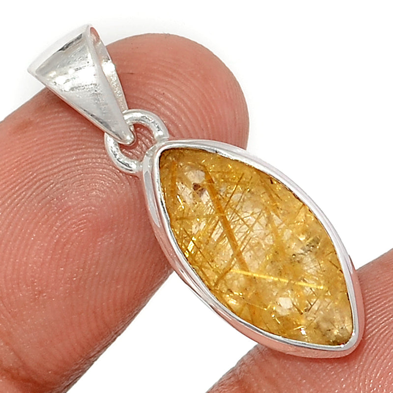 1.2" Golden Rutile Faceted Pendants - GRFP524