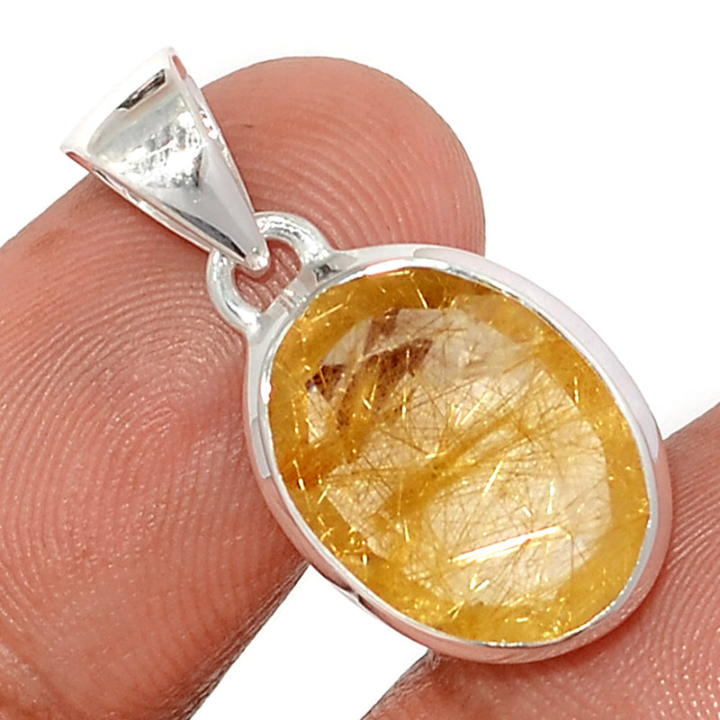 1.1" Golden Rutile Faceted Pendants - GRFP525