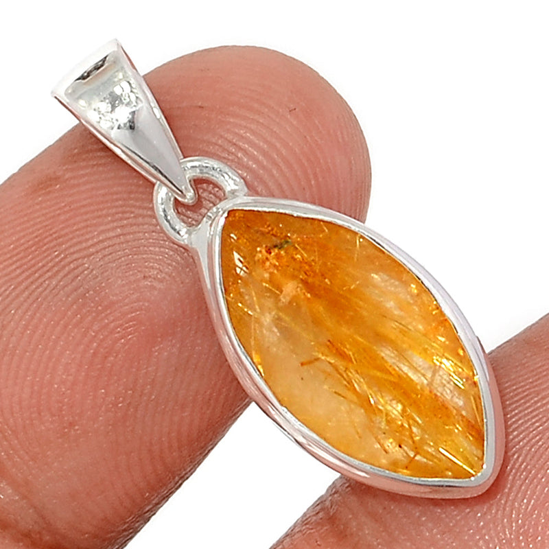 1.2" Golden Rutile Faceted Pendants - GRFP528