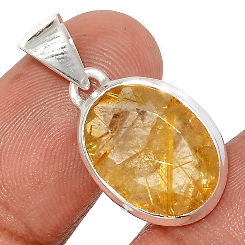 1.1" Golden Rutile Faceted Pendants - GRFP529