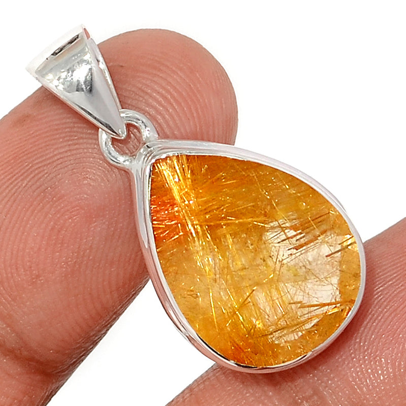 1.2" Golden Rutile Faceted Pendants - GRFP532