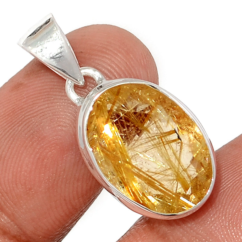 1.1" Golden Rutile Faceted Pendants - GRFP533