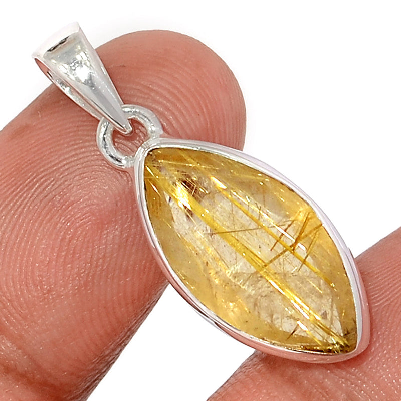 1.2" Golden Rutile Faceted Pendants - GRFP534