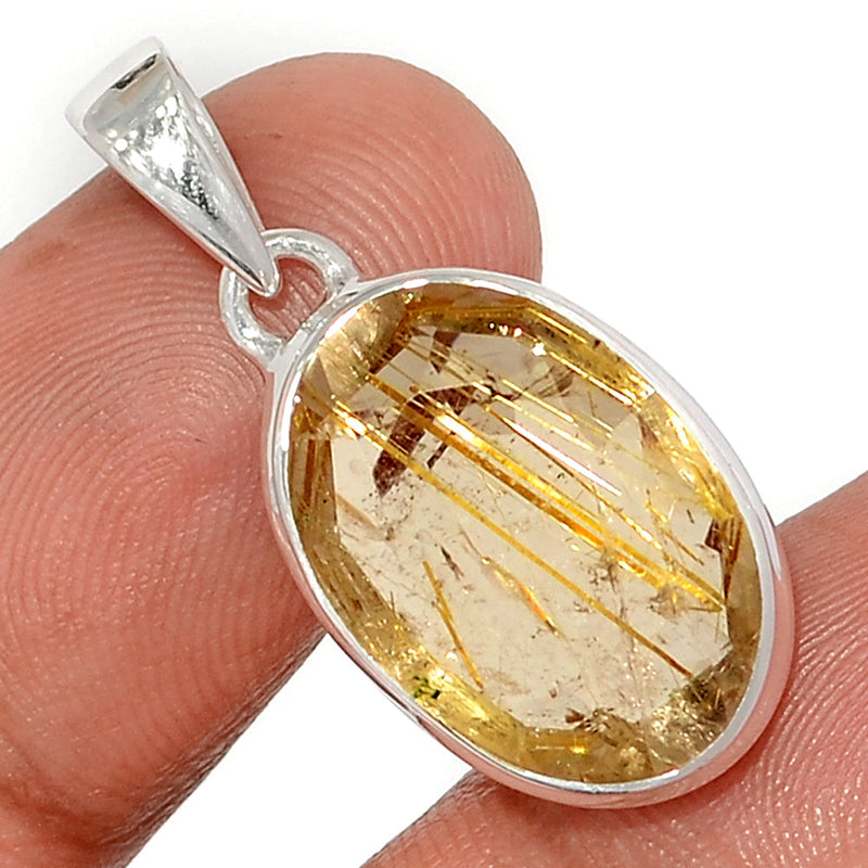 1.2" Golden Rutile Faceted Pendants - GRFP535