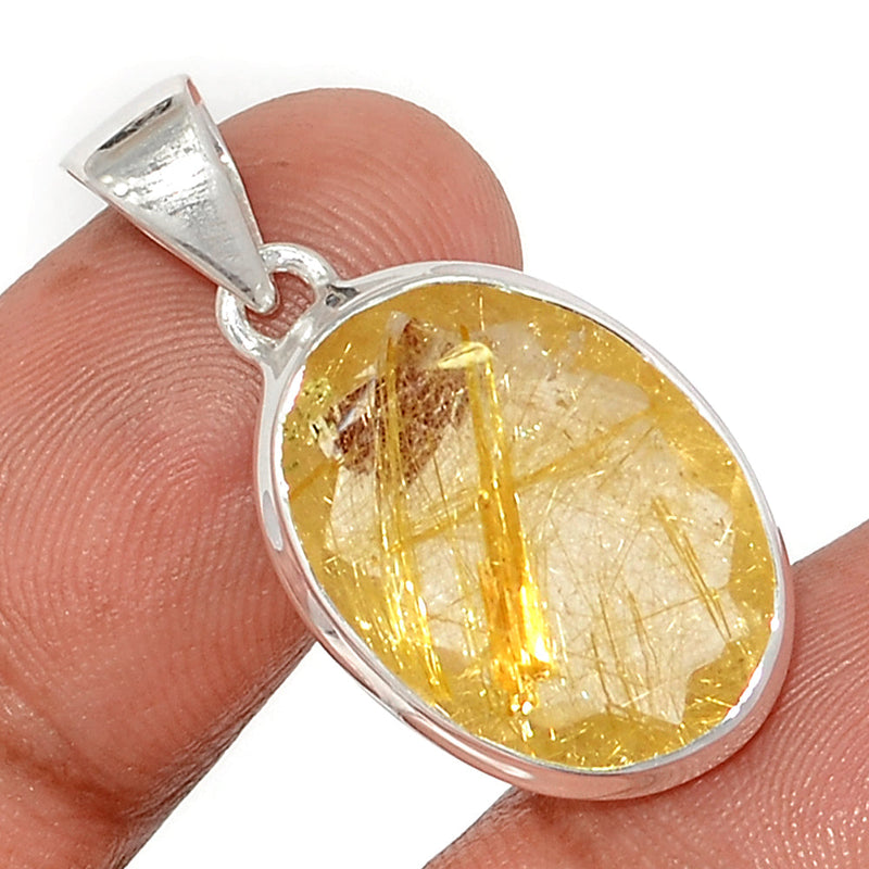 1.2" Golden Rutile Faceted Pendants - GRFP536