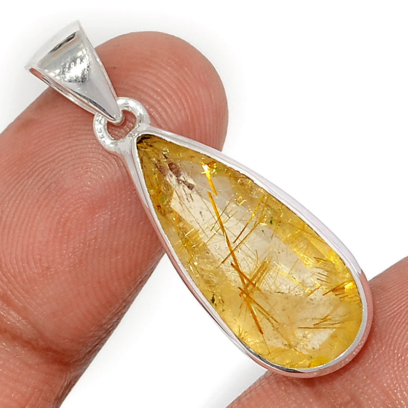 1.3" Golden Rutile Faceted Pendants - GRFP537