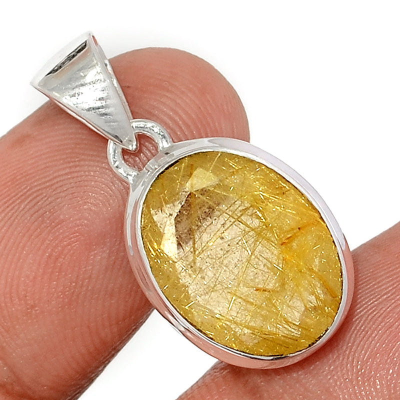 1.1" Golden Rutile Faceted Pendants - GRFP538