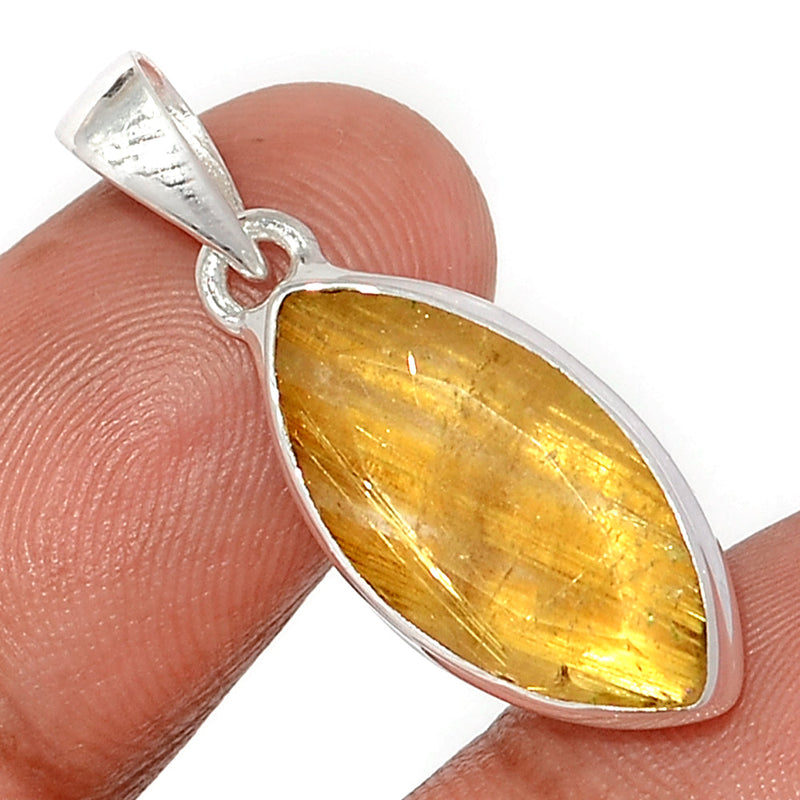 1.2" Golden Rutile Faceted Pendants - GRFP540