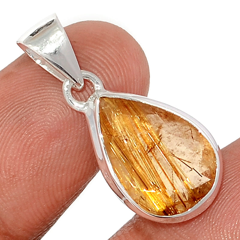 1.1" Golden Rutile Faceted Pendants - GRFP542