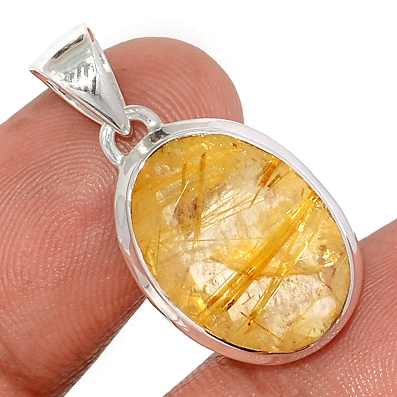 1.2" Golden Rutile Faceted Pendants - GRFP543