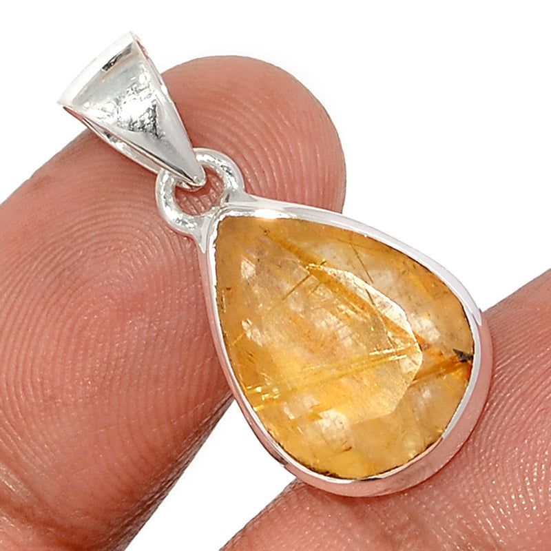 1.1" Golden Rutile Faceted Pendants - GRFP546