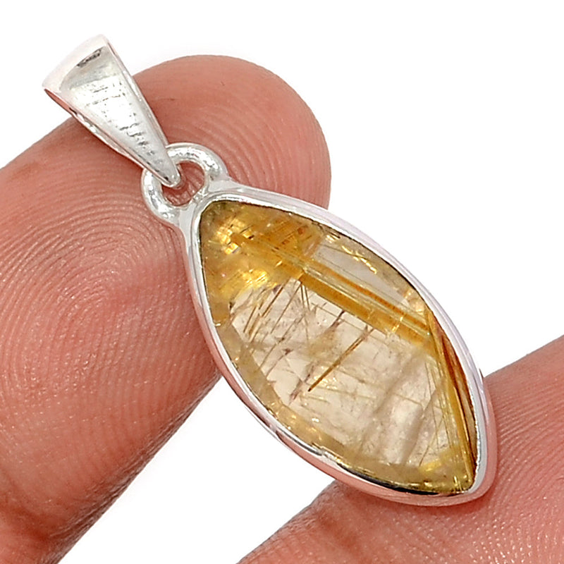 1.3" Golden Rutile Faceted Pendants - GRFP548