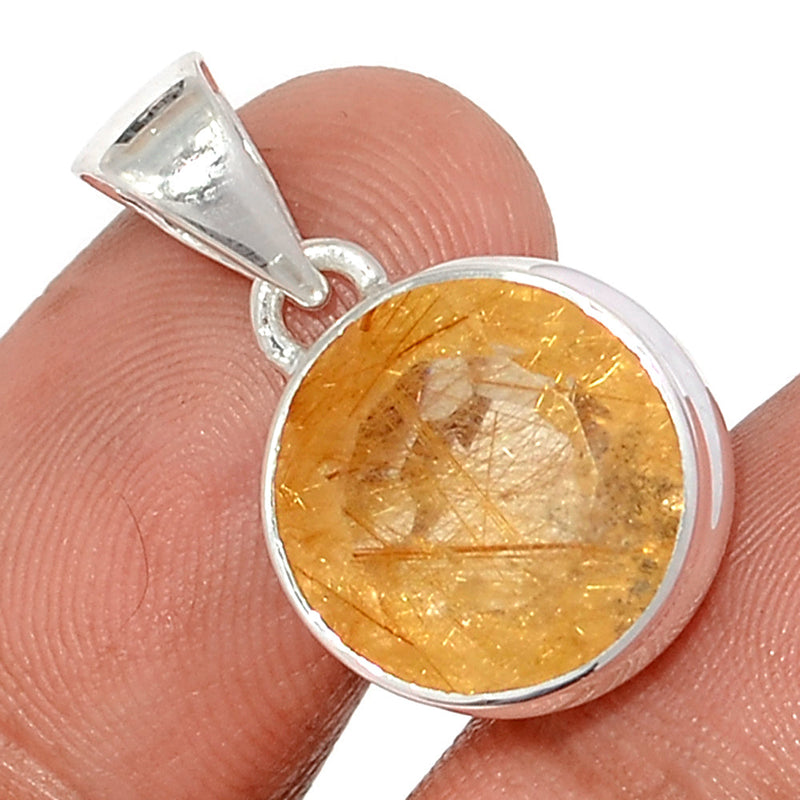 1" Golden Rutile Faceted Pendants - GRFP550