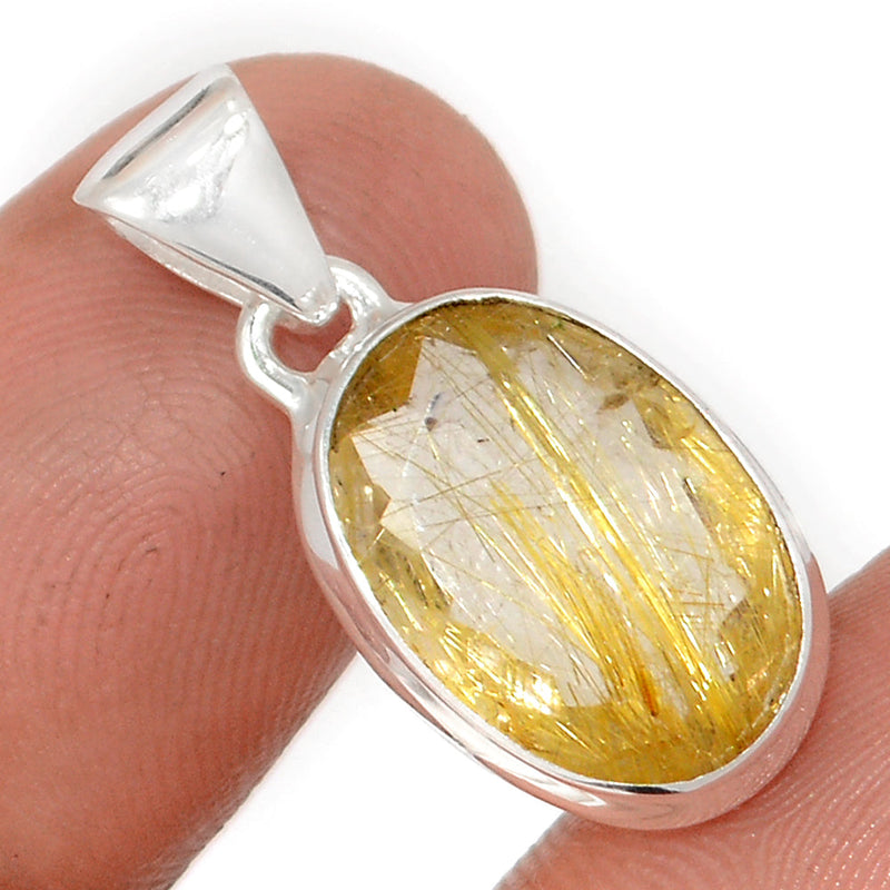 1" Golden Rutile Faceted Pendants - GRFP551