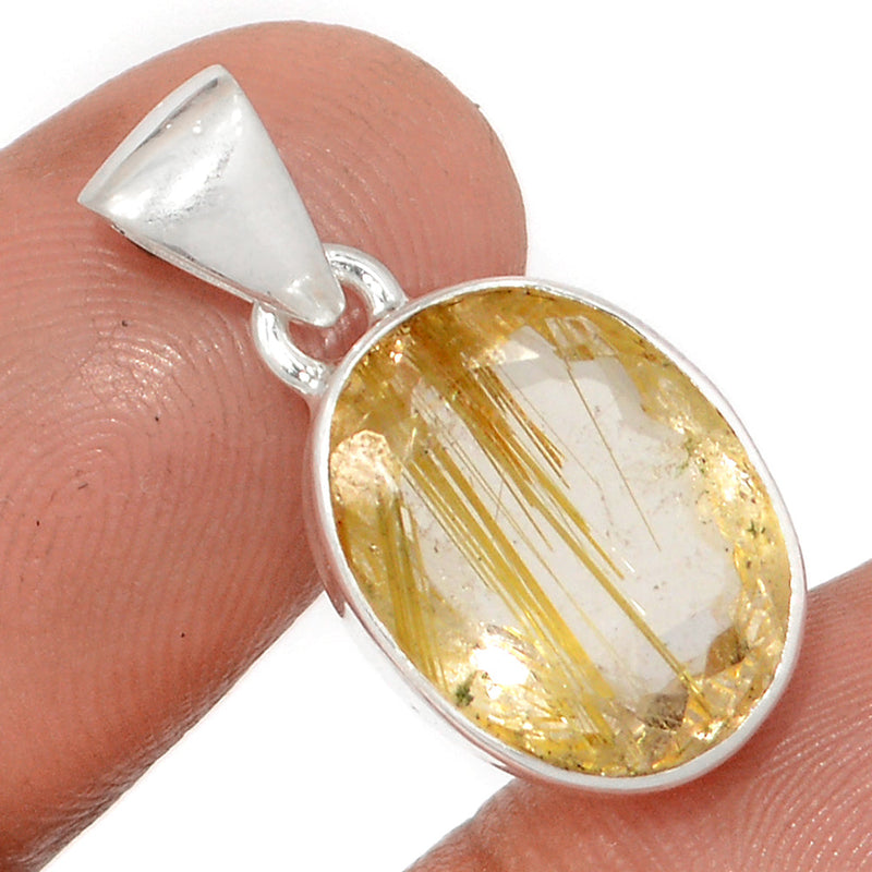 1" Golden Rutile Faceted Pendants - GRFP553