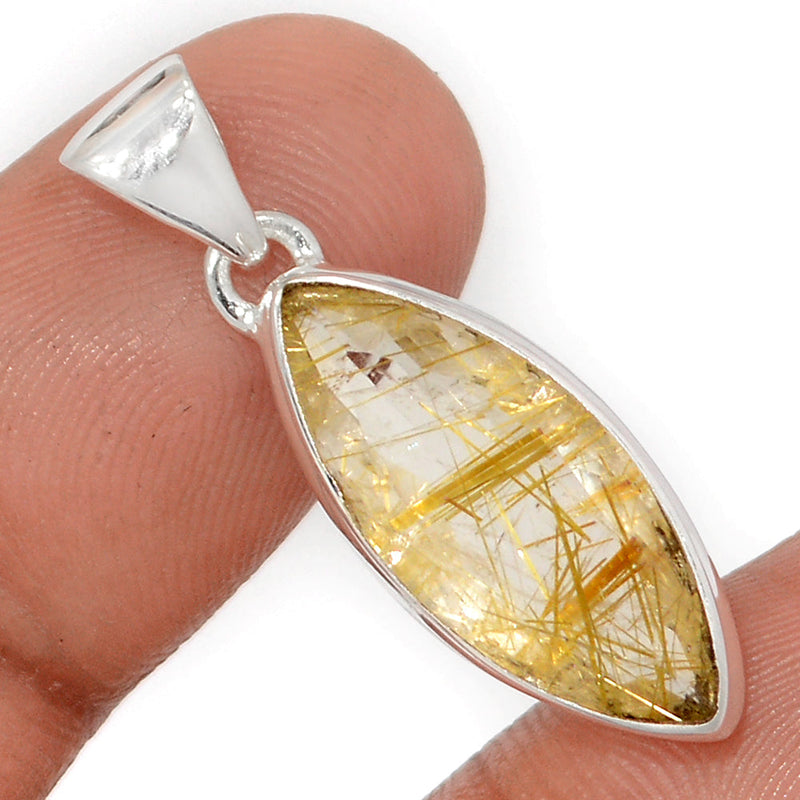 1.2" Golden Rutile Faceted Pendants - GRFP556