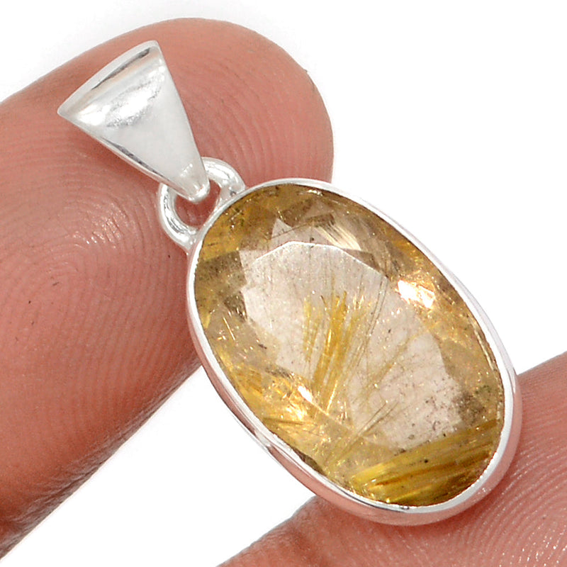 1.1" Golden Rutile Faceted Pendants - GRFP557