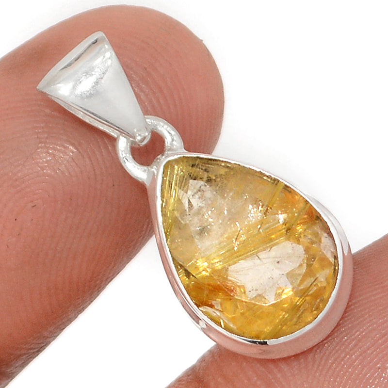 1" Golden Rutile Faceted Pendants - GRFP558