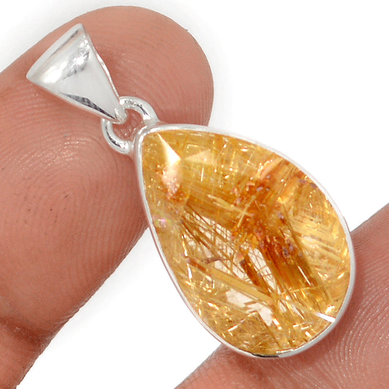 1.2" Golden Rutile Faceted Pendants - GRFP561