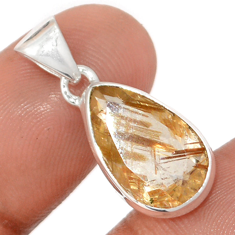 1.1" Golden Rutile Faceted Pendants - GRFP564