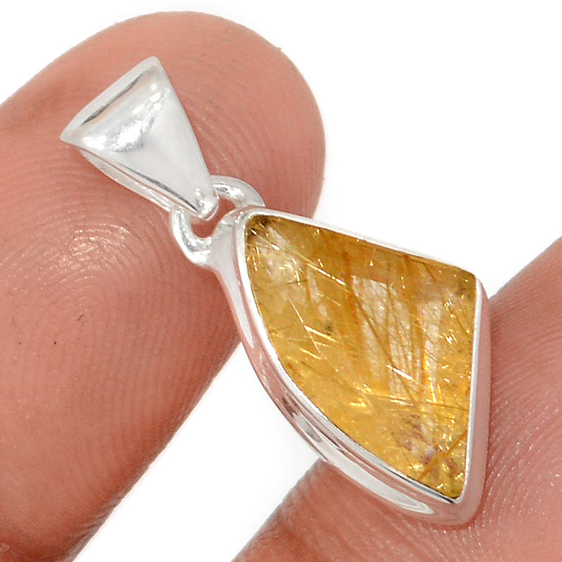 1" Golden Rutile Faceted Pendants - GRFP567