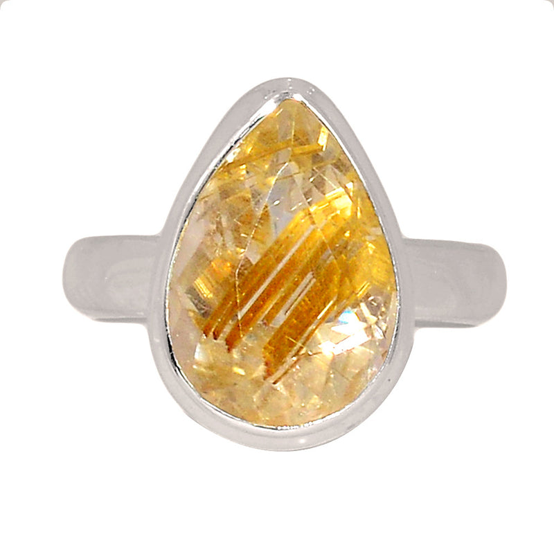 Golden Rutile Faceted Ring - GRFR285