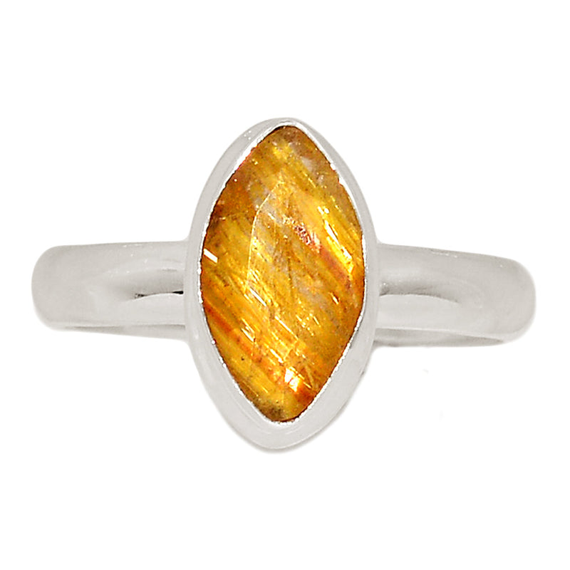 Golden Rutile Faceted Ring - GRFR287