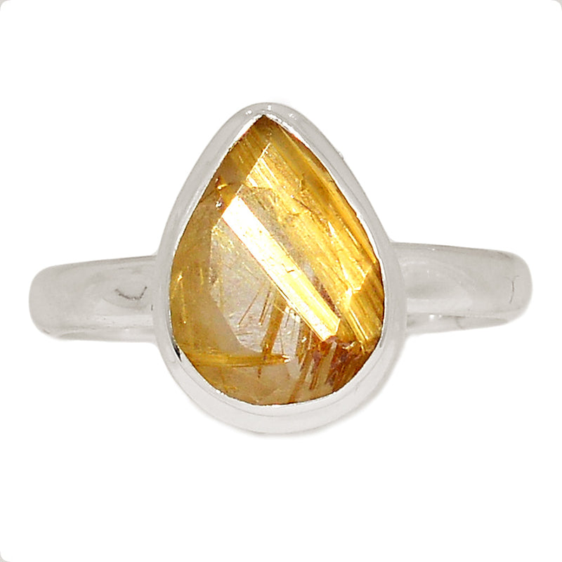 Golden Rutile Faceted Ring - GRFR292