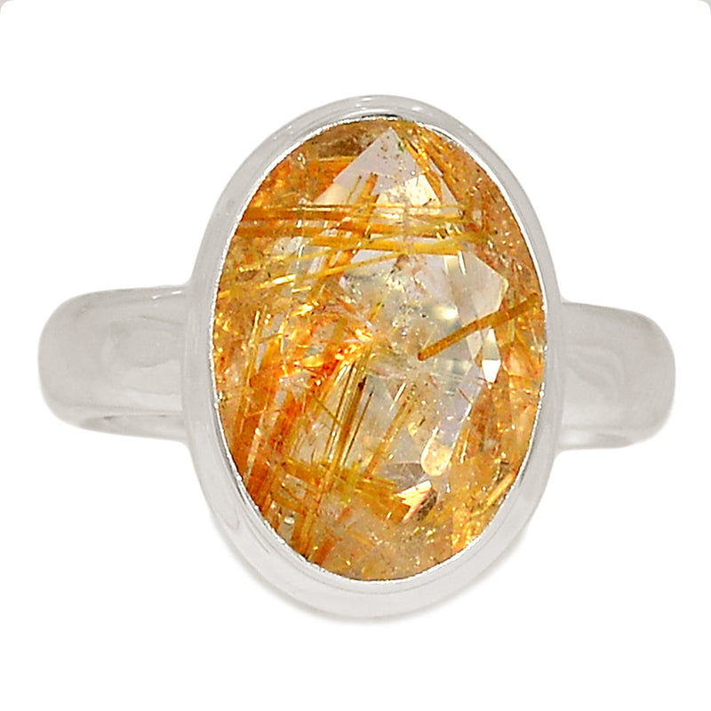 Golden Rutile Faceted Ring - GRFR311