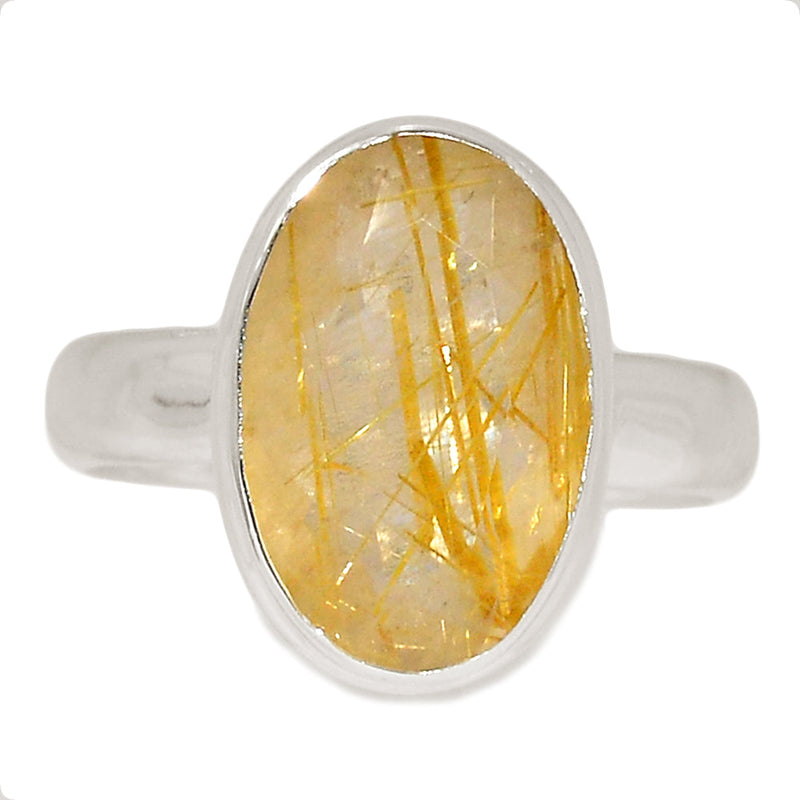 Golden Rutile Faceted Ring - GRFR317