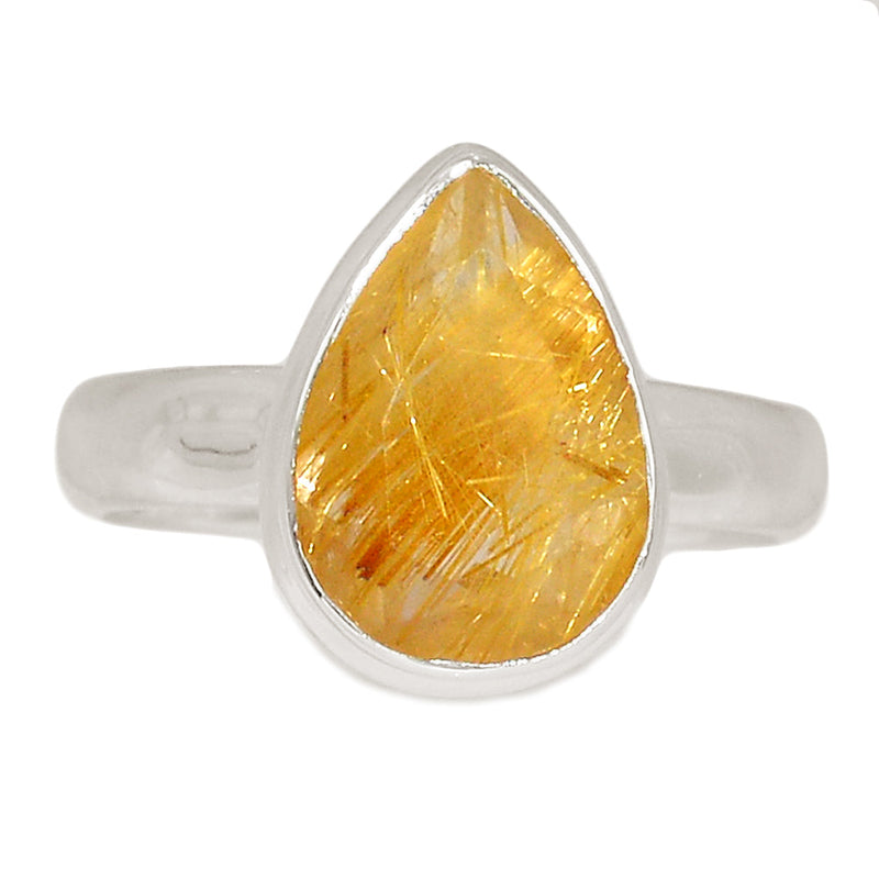 Golden Rutile Faceted Ring - GRFR322