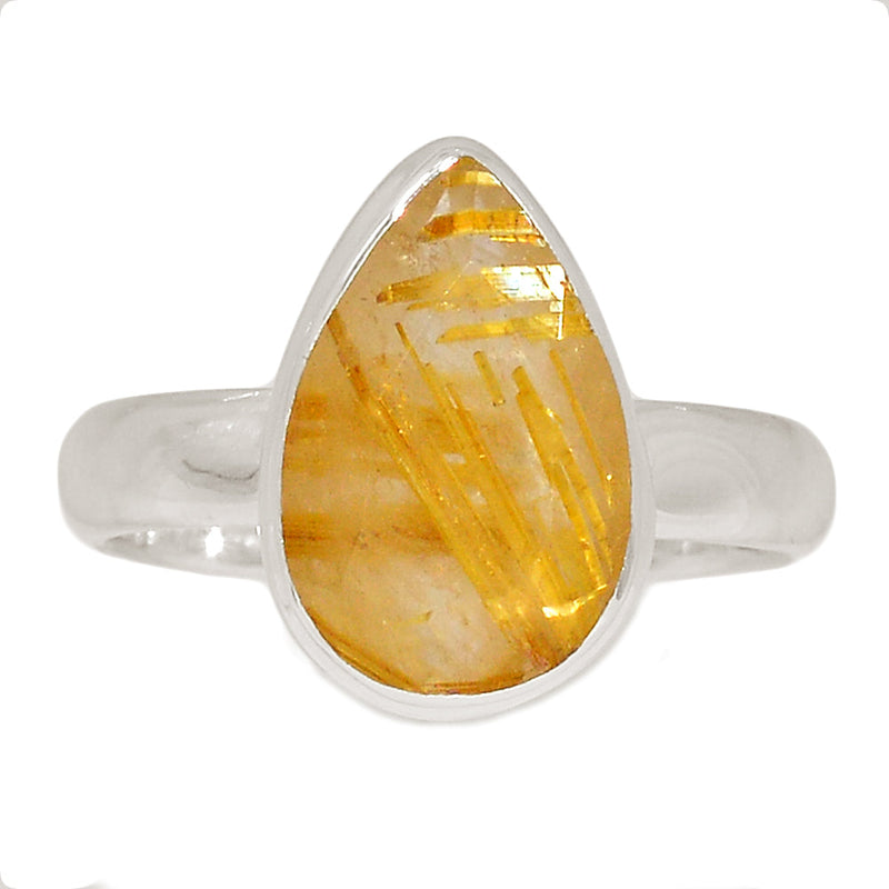 Golden Rutile Faceted Ring - GRFR326