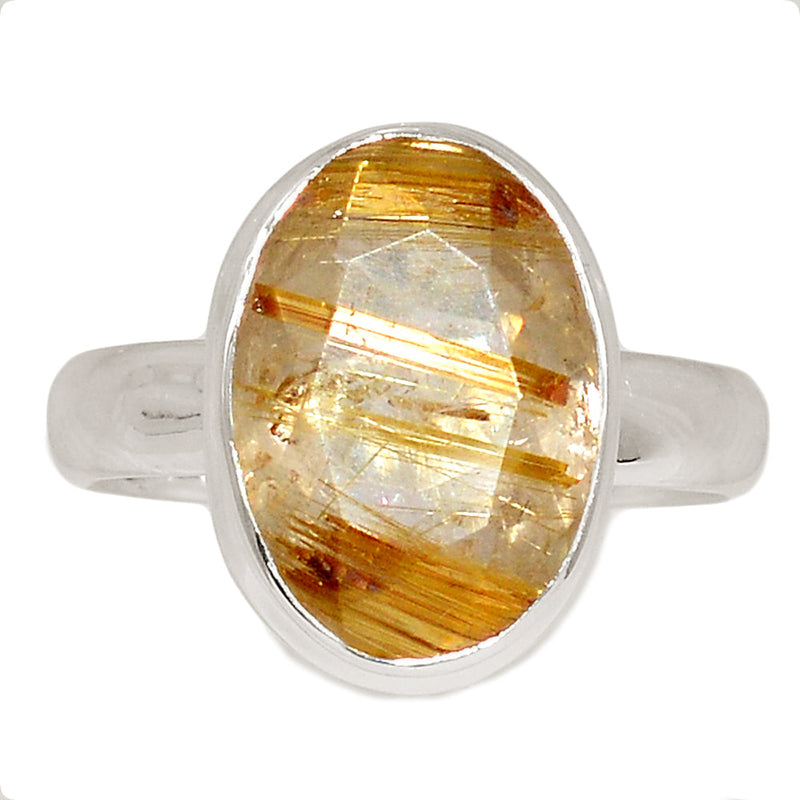 Golden Rutile Faceted Ring - GRFR335