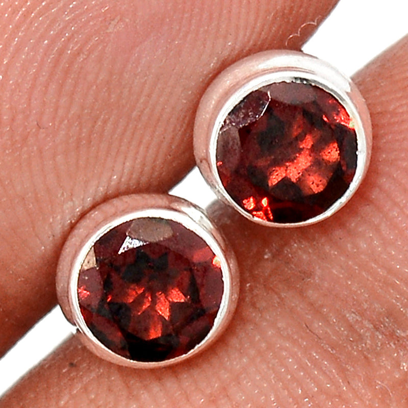 Garnet Faceted Studs - GRFS695