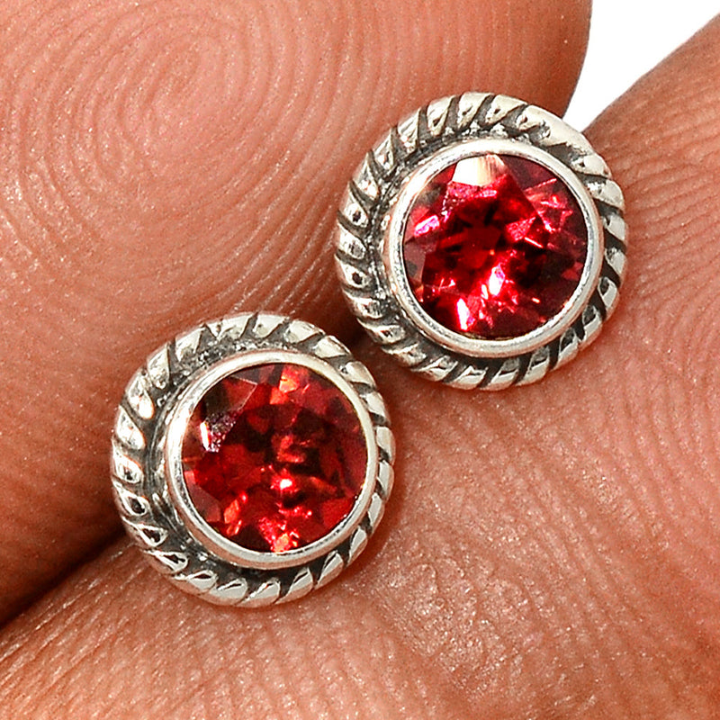 Garnet Faceted Studs - GRFS697