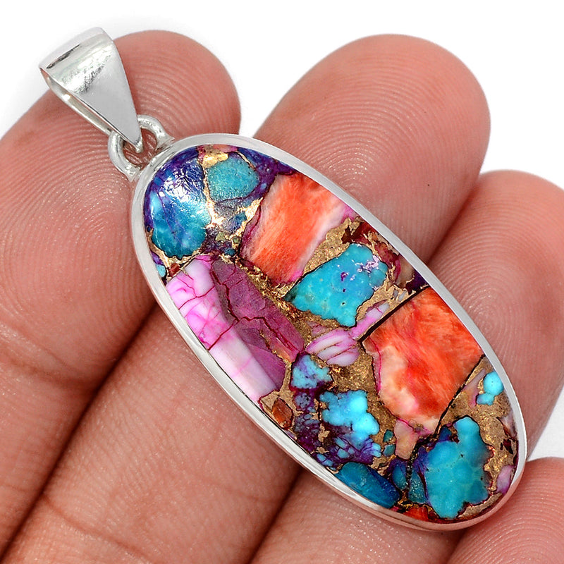 1.8" Natural Kingman Pink Dahlia Turquoise Pendants - KPDP137