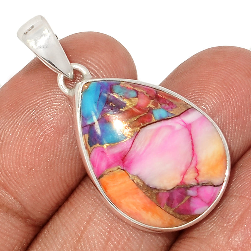 1.3" Kingman Pink Dahlia Turquoise Pendants - KPDP141