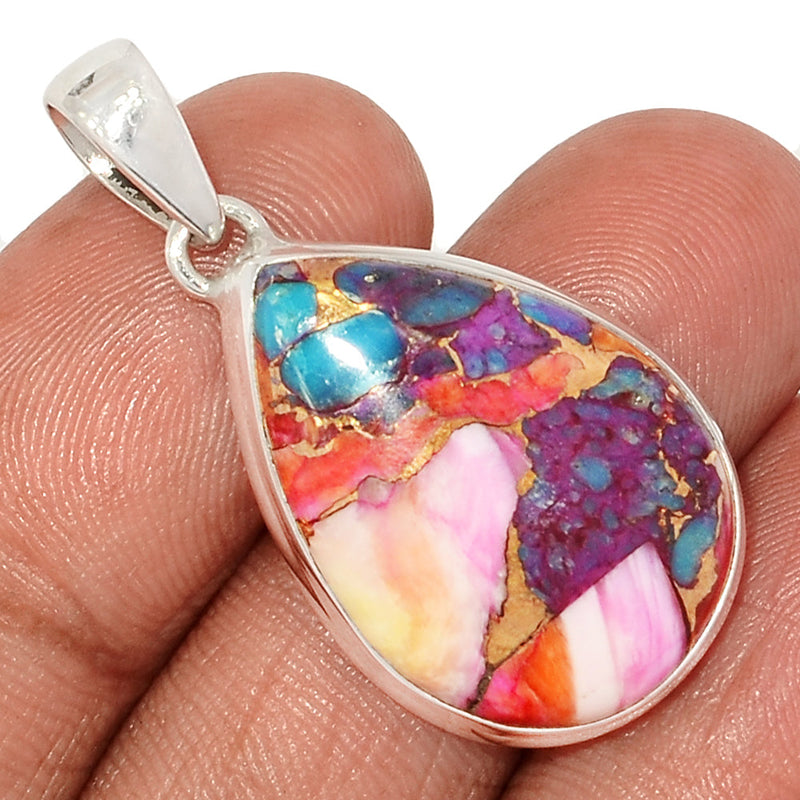 1.5" Kingman Pink Dahlia Turquoise Pendants - KPDP142