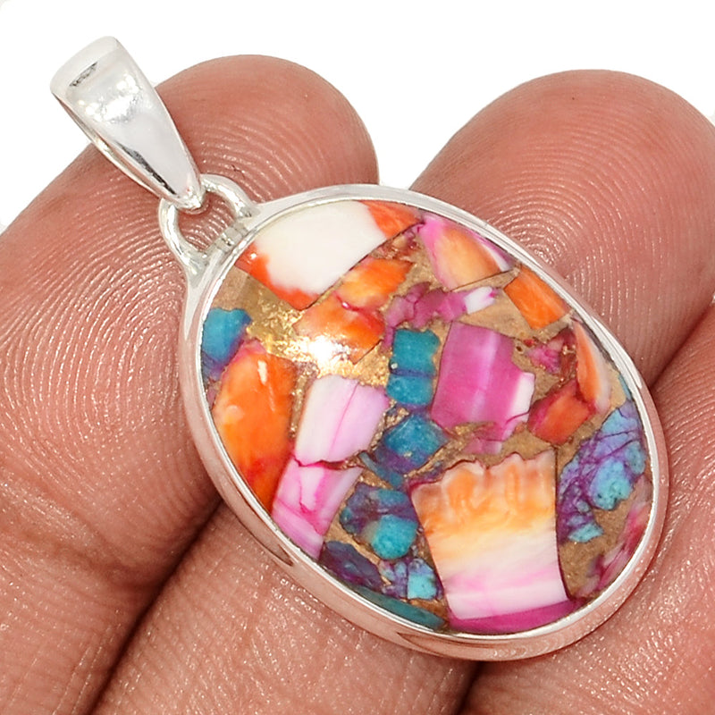 1.5" Kingman Pink Dahlia Turquoise Pendants - KPDP143