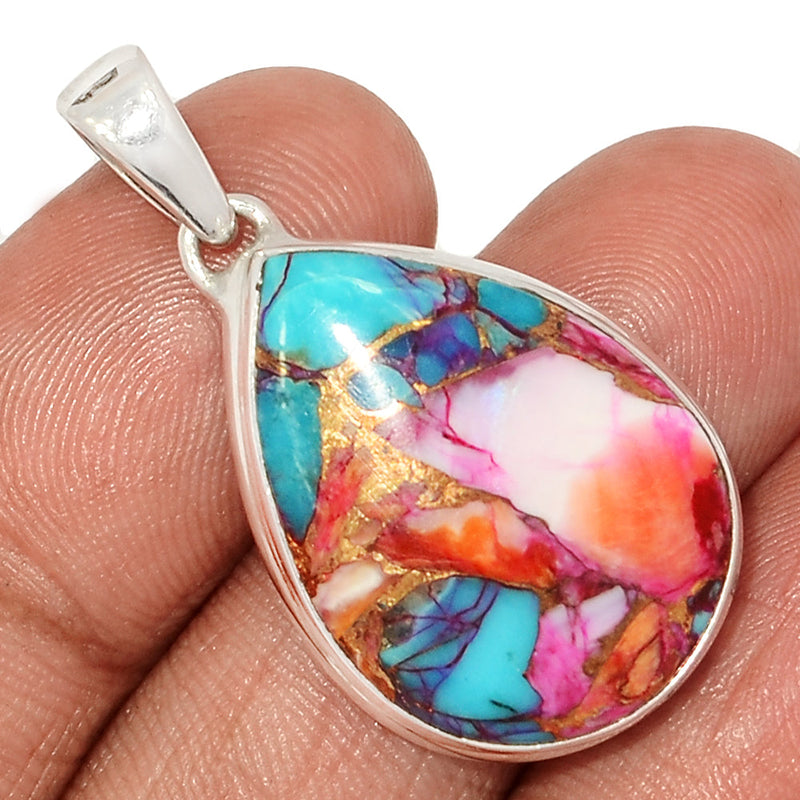 1.5" Kingman Pink Dahlia Turquoise Pendants - KPDP144