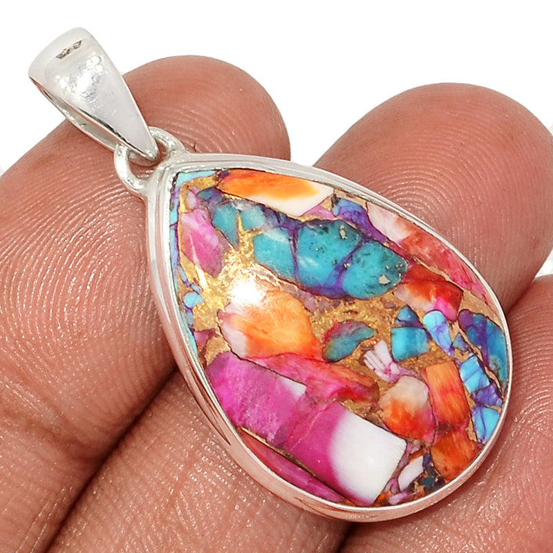 1.5" Kingman Pink Dahlia Turquoise Pendants - KPDP145