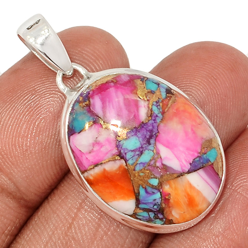 1.5" Kingman Pink Dahlia Turquoise Pendants - KPDP146