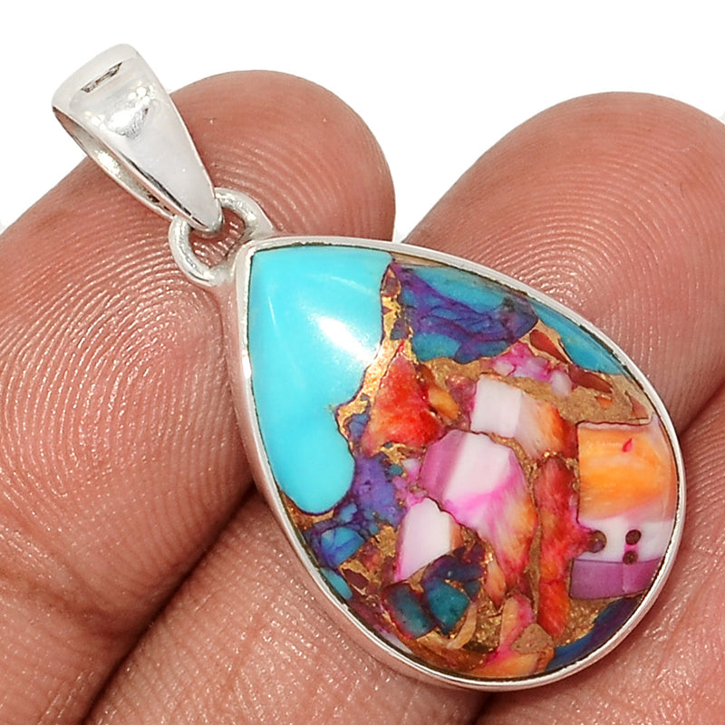 1.5" Kingman Pink Dahlia Turquoise Pendants - KPDP147