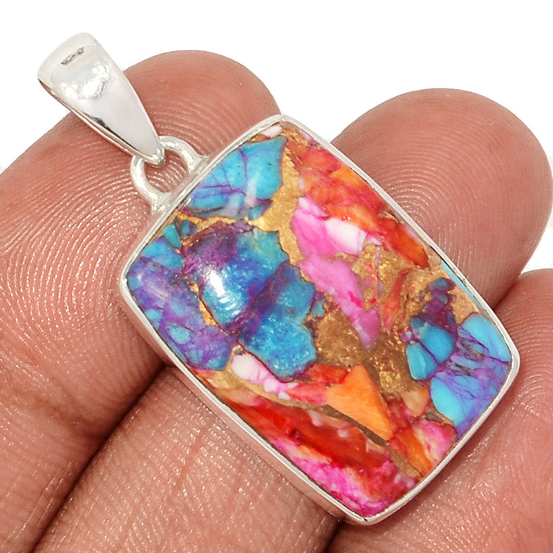 1.5" Kingman Pink Dahlia Turquoise Pendants - KPDP148