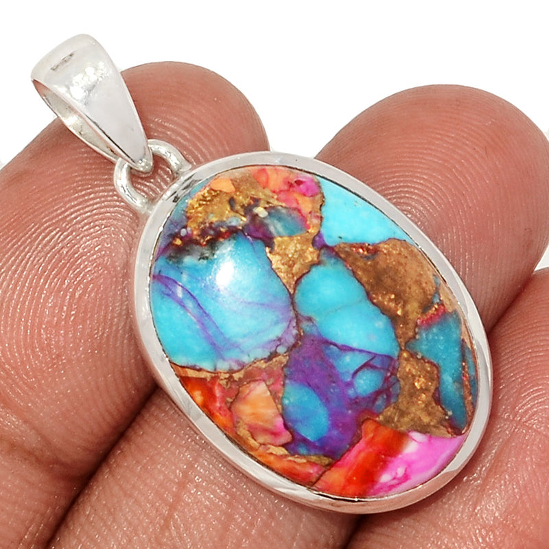 1.5" Kingman Pink Dahlia Turquoise Pendants - KPDP150