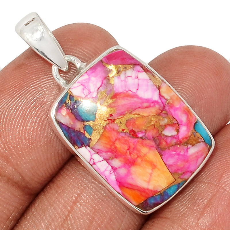 1.3" Kingman Pink Dahlia Turquoise Pendants - KPDP151