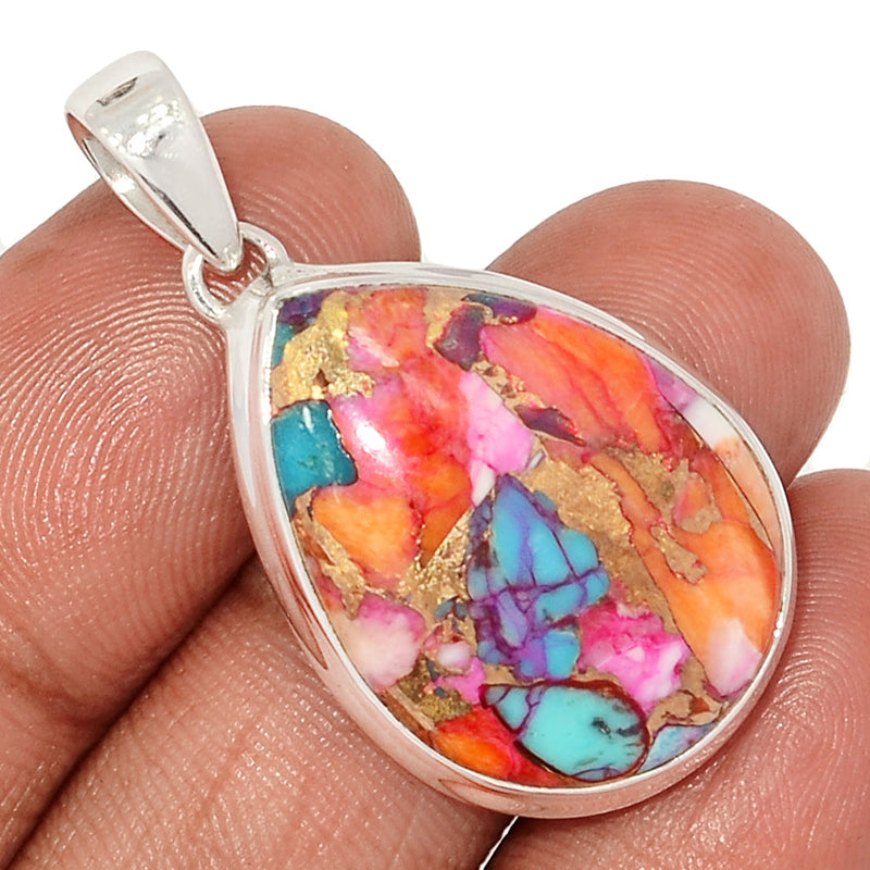 1.5" Kingman Pink Dahlia Turquoise Pendants - KPDP153