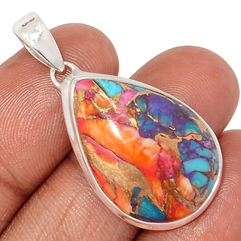 1.6" Kingman Pink Dahlia Turquoise Pendants - KPDP154