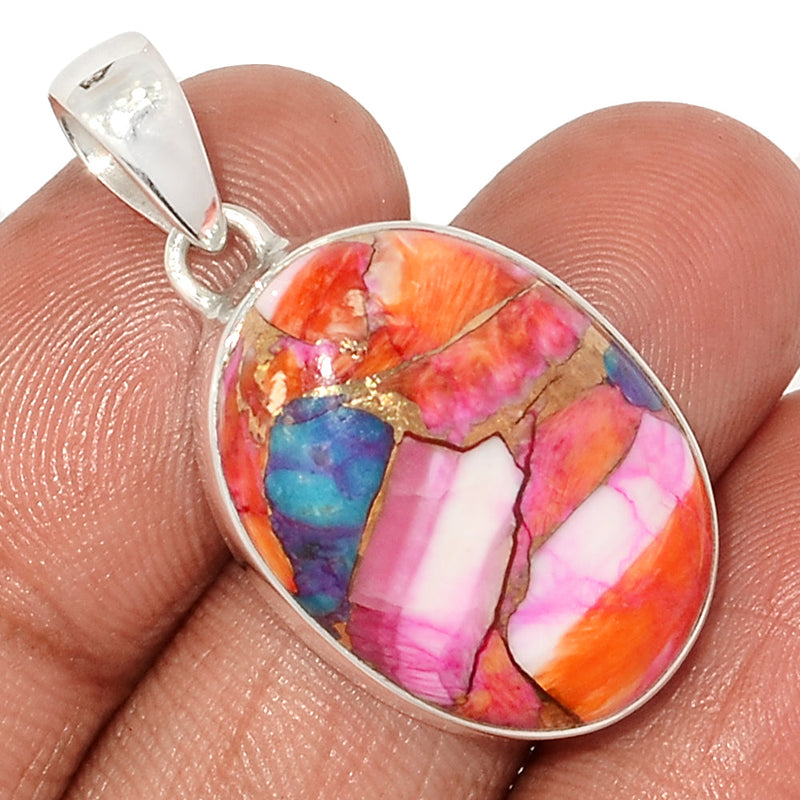 1.3" Kingman Pink Dahlia Turquoise Pendants - KPDP155